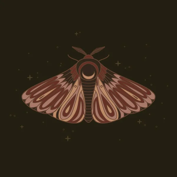 Polilla Decorativa Fantástica Alas Cubiertas Con Adornos Ilustración Vectorial Aislada — Vector de stock