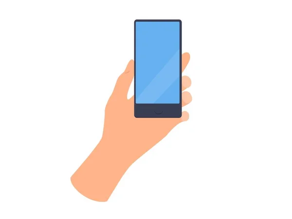 Χέρι Κρατά Smartphone Κενή Οθόνη Πρότυπο Για Κοινωνικά Δίκτυα Και — Διανυσματικό Αρχείο