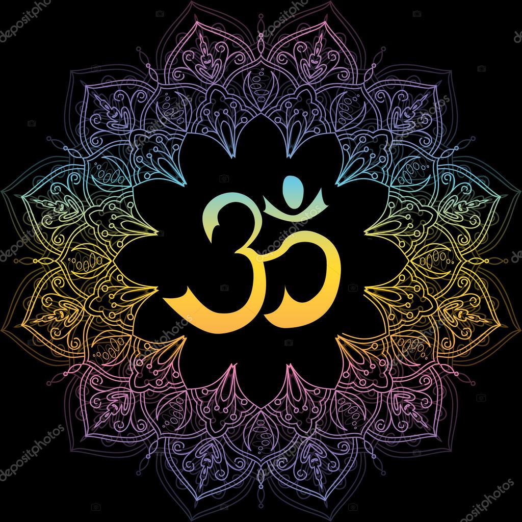 symbole de l om aum signe avec mandala d 233 coratifs symbole de l om aum signe avec mandala d 233 coratifs