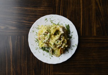 tavuk ve peynir ile fırında patates