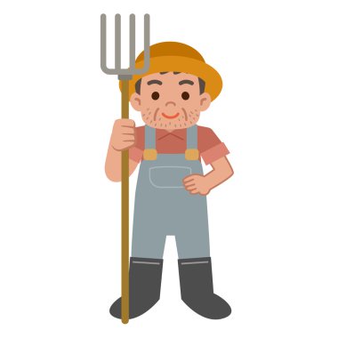 Orta yaşlı çiftçi çizimi