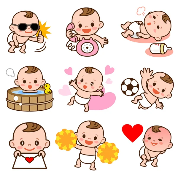 Set of baby illustrations — Stock Vector