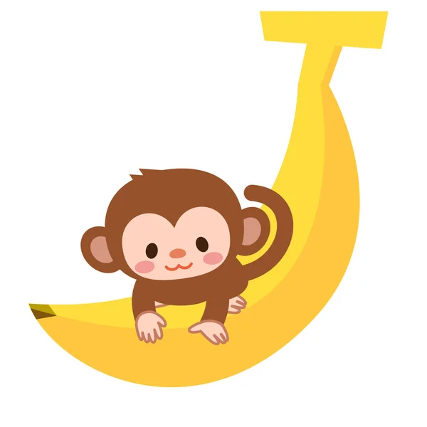 Majom és a banán — Stock Vector