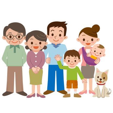 Mutlu üç nesil aile gülümseme