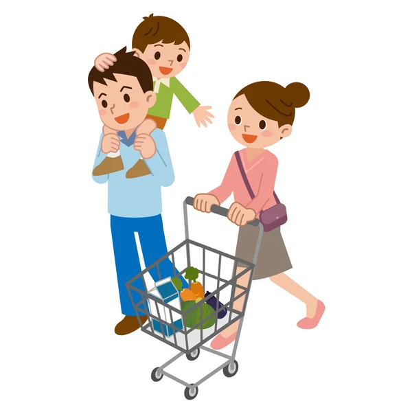 Familie beim Einkaufen — Stockvektor