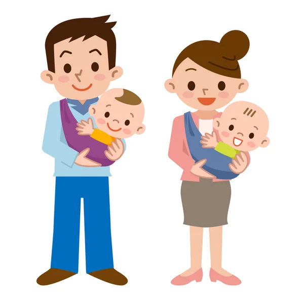 Padre y madre y bebé — Vector de stock