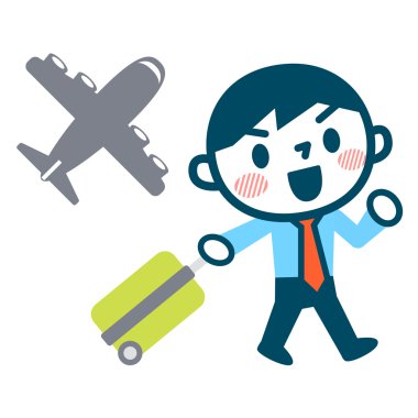 İş adamı uçak ve gülümseme