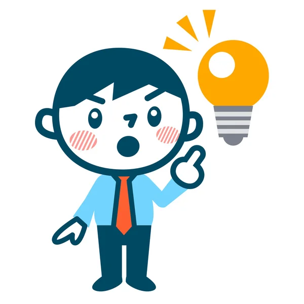 Light bulb and a young businessman — Stock Vector