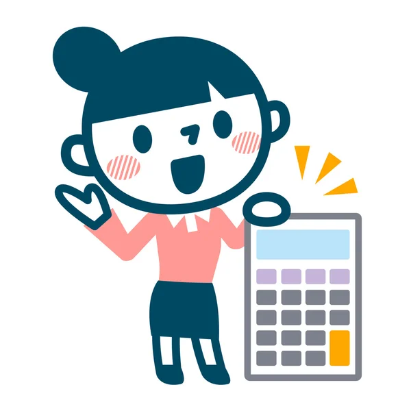 Jeune femme et calculatrice — Image vectorielle