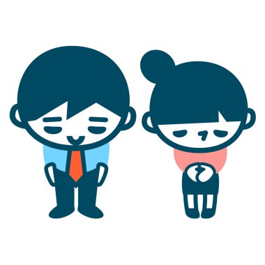office workers, polite bow clipart