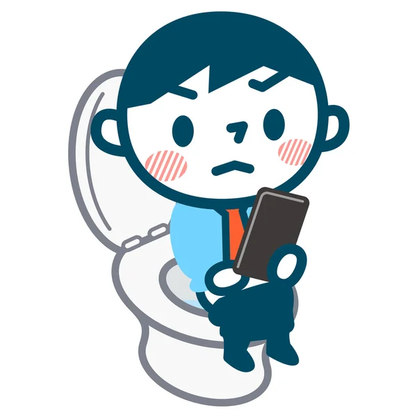 Man to see the mobile phone in the toilet — Stock Vector