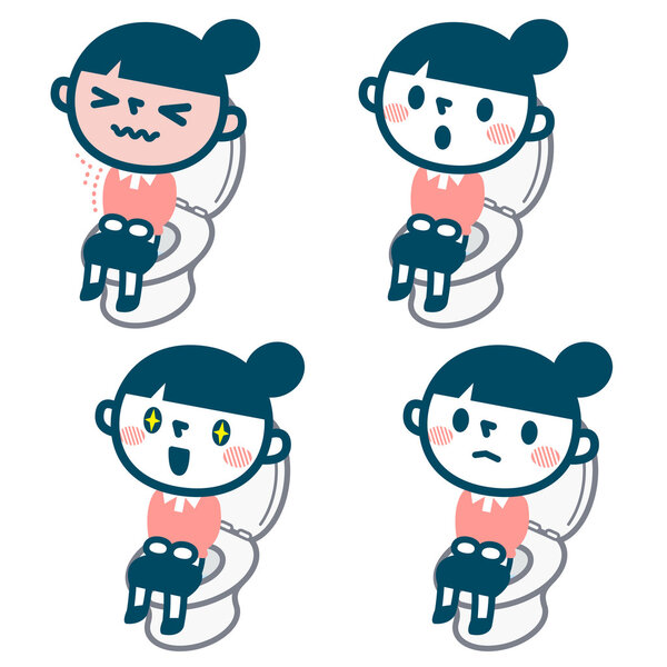 Set of women's toilet scene