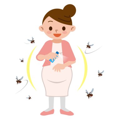 Pregnant women to spray insect repellent clipart