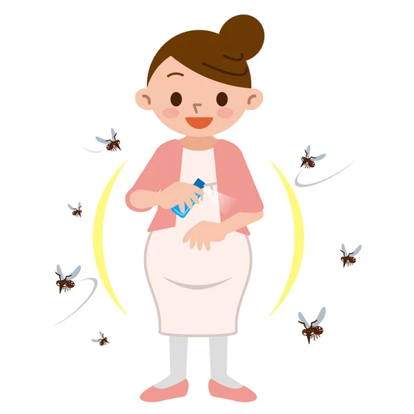 Schwangere sprühen Insektenschutzmittel — Stockvektor