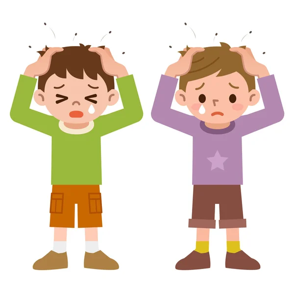 Lice and boys — Stock Vector