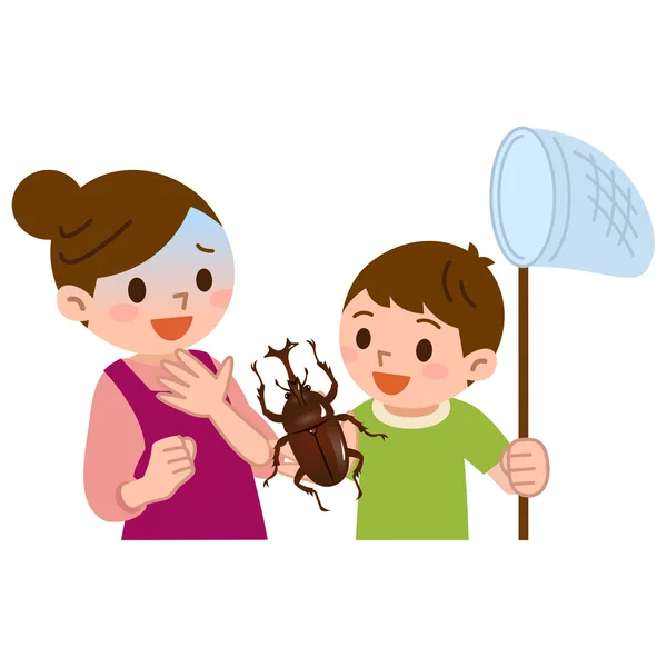 Mom surprised to beetle — Stock Vector