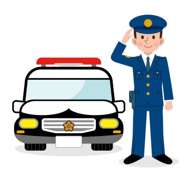 Polis memurları ve polis arabası