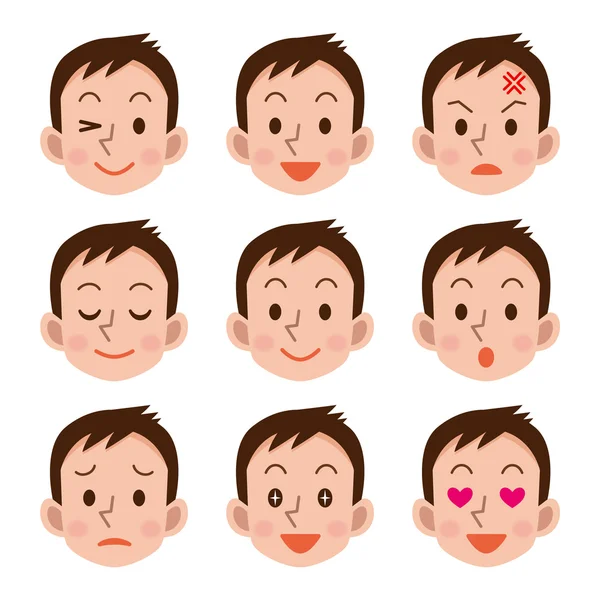 男性的面部表情 — 图库矢量图片