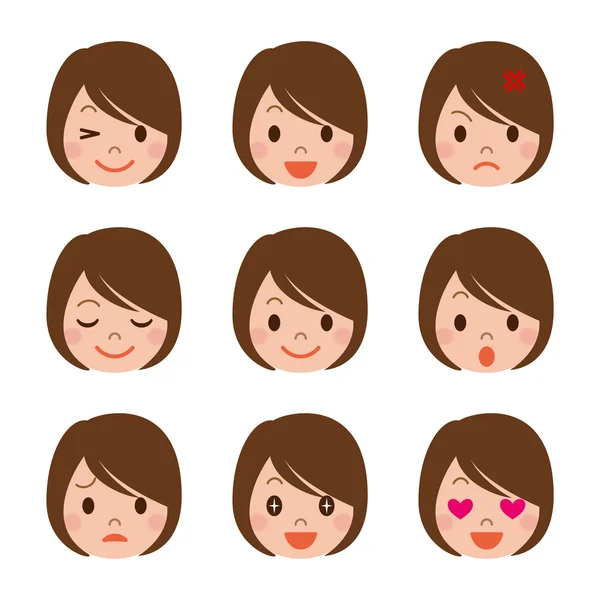 Facial expression of the woman — Stock Vector