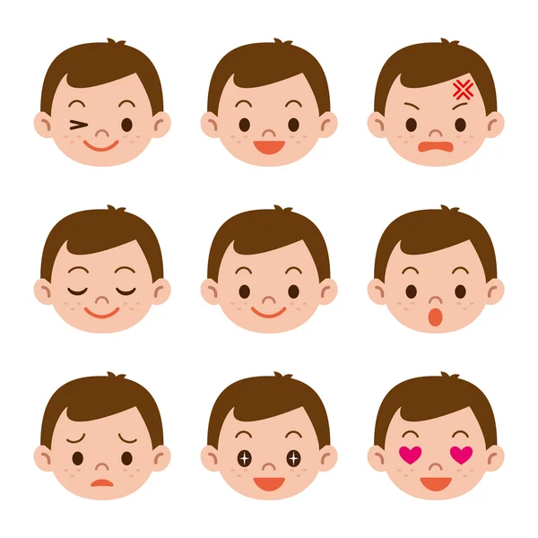 Expressions faciales de garçon — Image vectorielle