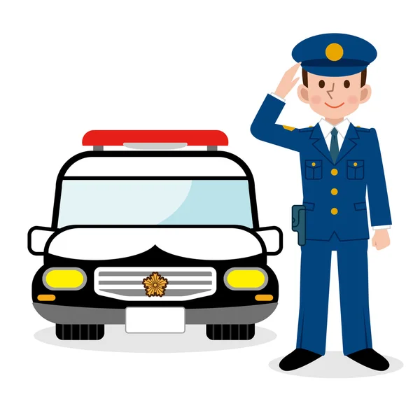 警察官や警察の車 — ストックベクタ