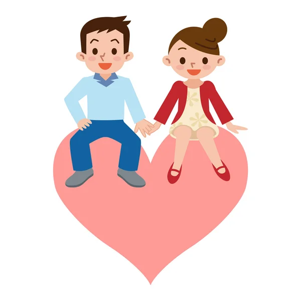 Happy couple on the Heart — Stock Vector