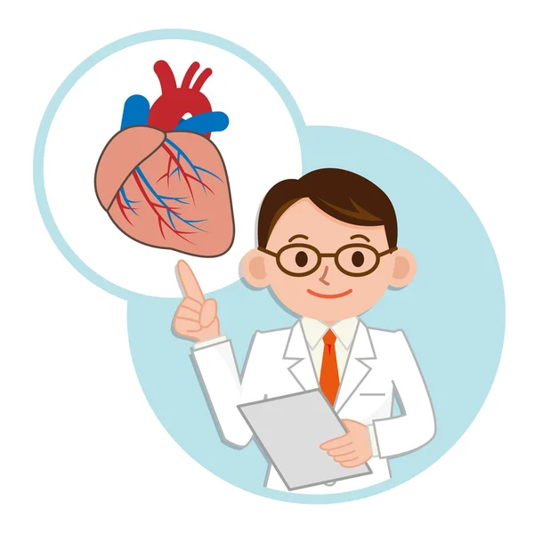 Lékař ukazováčkem srdce — Stockový vektor