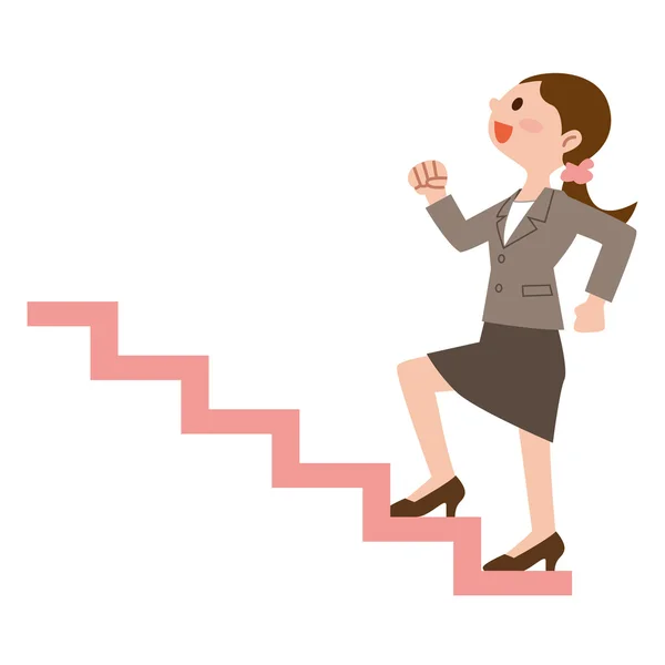 Бизнес-леди поднимется по лестнице — стоковый вектор