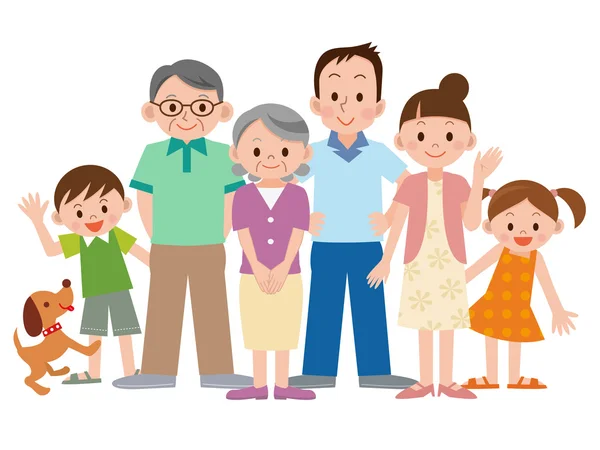 Familia de tres generaciones — Vector de stock