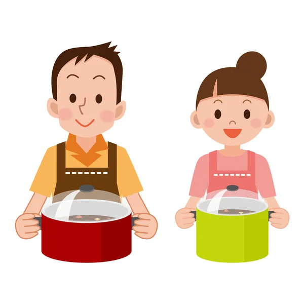 Couple with a pot — Stock Vector