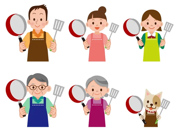 Люди и домашние животные для приготовления пищи — стоковый вектор