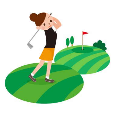 Girl golf player clipart