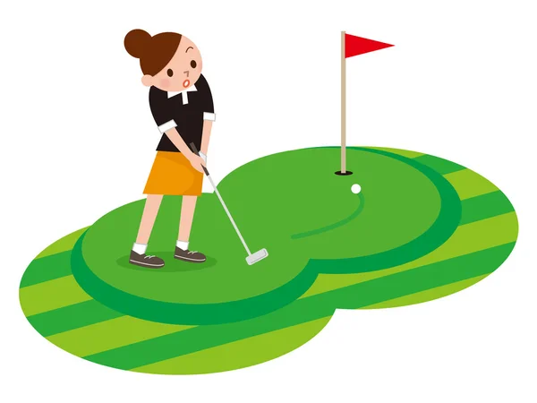 Vrouw om de Golf te spelen — Stockvector
