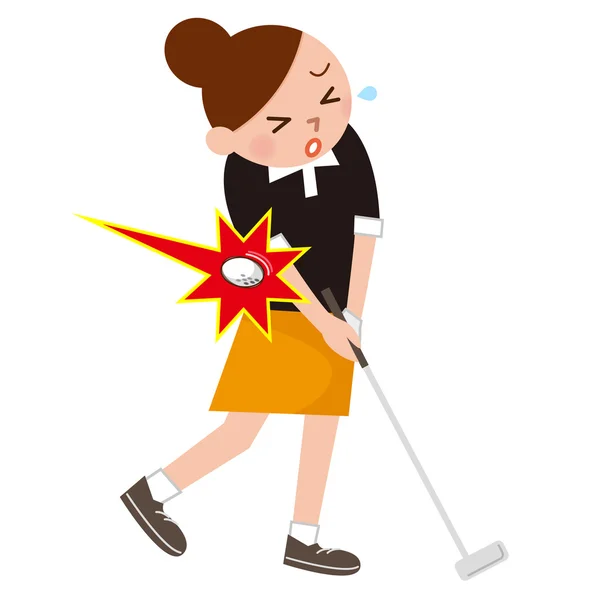 Une femme a été blessée au golf — Image vectorielle