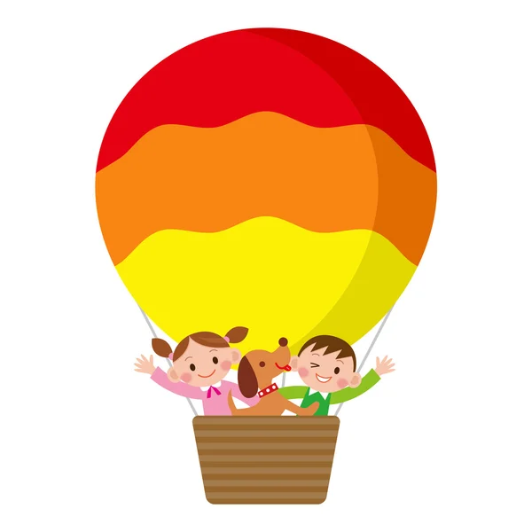 Crianças montando um balão — Vetor de Stock