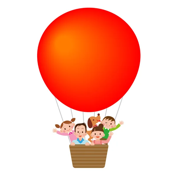 Família montando um balão —  Vetores de Stock