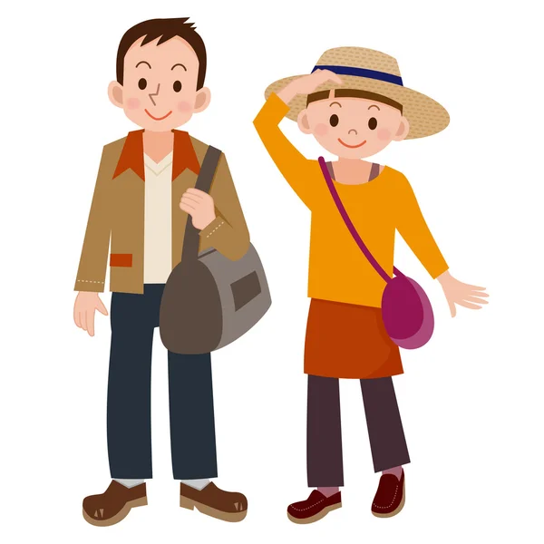 Mladý pár při cestování — Stockový vektor