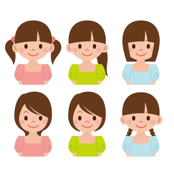 Зачіска набір жінок — стоковий вектор