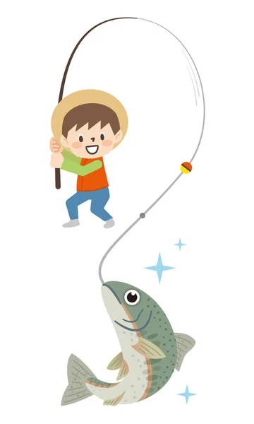 Ilustración Niño Pescando — Archivo Imágenes Vectoriales