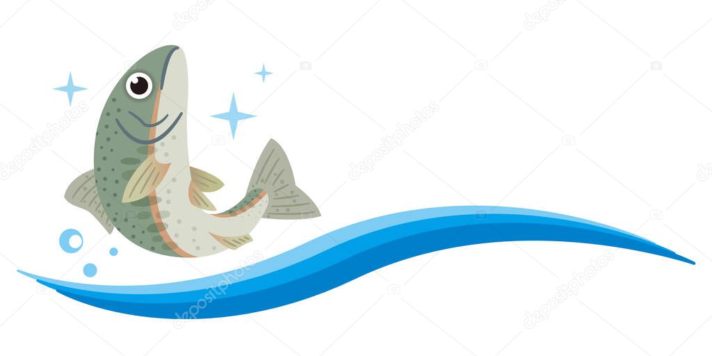 Simple illustration of jumping rainbow trout