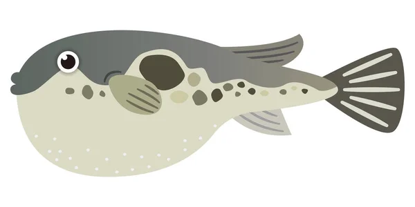 Illustration Eines Einfachen Blowfish Auf Weißem Hintergrund — Stockvektor