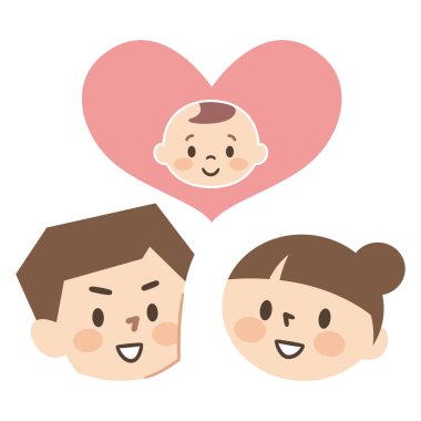 Üç kişilik mutlu bir ailenin resmi.