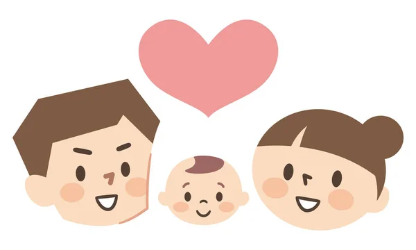 Ilustrace Šťastné Trojčlenné Rodiny — Stockový vektor