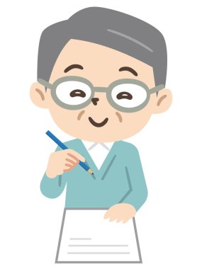 Bir belge yazan kıdemli bir adamın tasviri