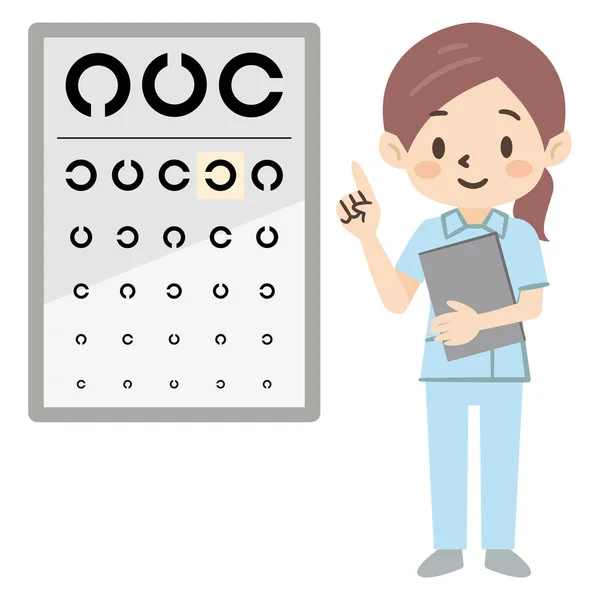 Tableau Test Vue Illustration Féminine Ophtalmologiste — Image vectorielle