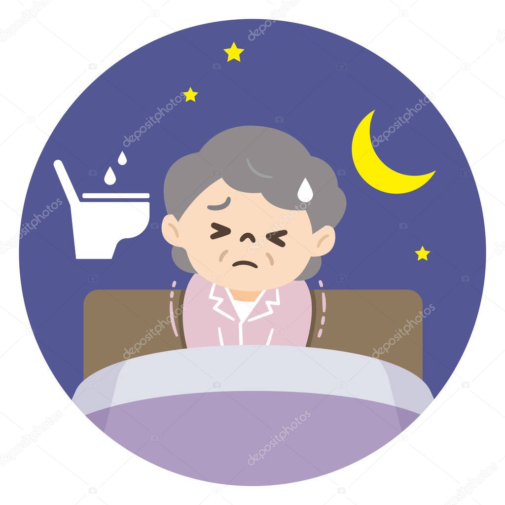 Elderly woman with nocturia and lack of sleep