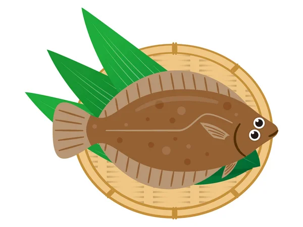 Ilustração Simples Peixes Frescos Flatfish —  Vetores de Stock