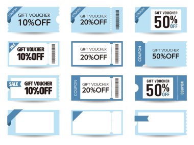 Grafik tasarımı için COUPON TICKET CARD ögesi şablonu. Vektör illüstrasyonu.