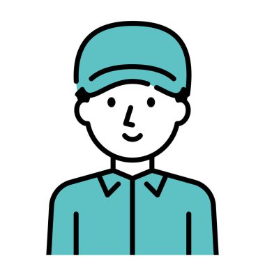 Şapka takan bir erkek işçinin resmi.