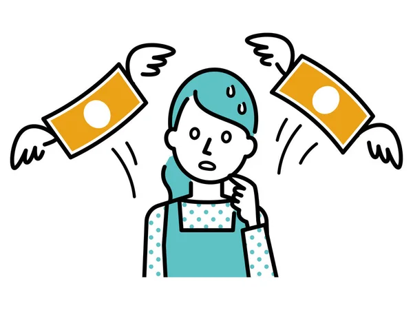 Illustration Einer Hausfrau Die Geld Verlor — Stockvektor